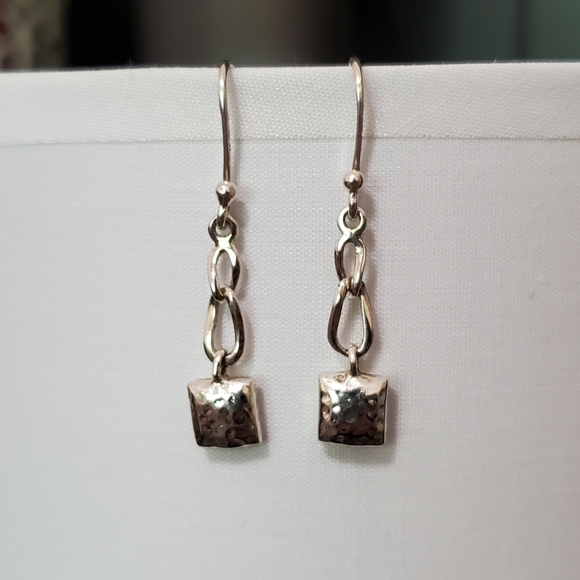 Silpada Sterling Hammered Small Pillow Drop Square Earrings - Picture 5 of 13